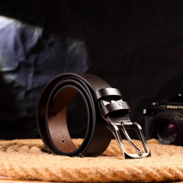 Stylish men's trouser belt made of genuine leather Grande Pelle 21449 Brown 21449 фото