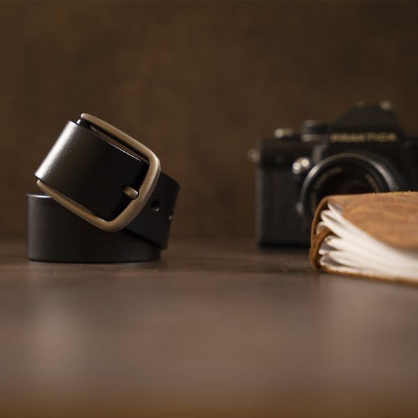 Men's belt with classic mechanical buckle Vintage 20316 Black 20316 фото