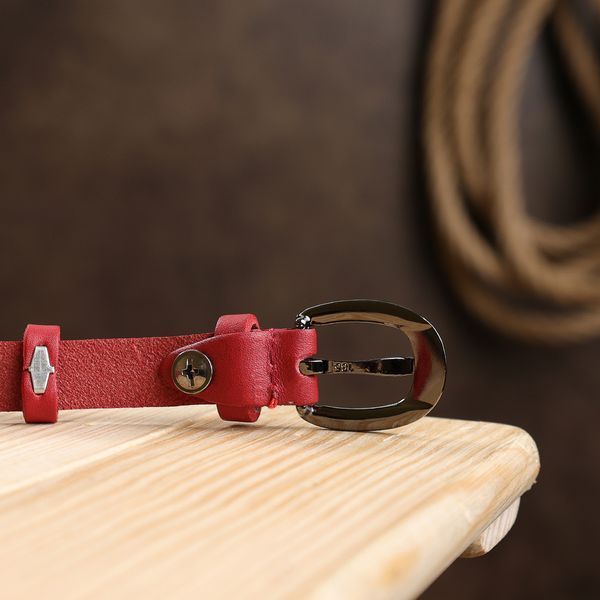 Thin stylish women's belt Vintage 20760 Red 20760 фото
