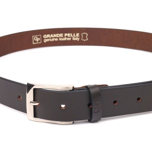 Stylish men's trouser belt made of genuine leather Grande Pelle 21449 Brown 21449 фото
