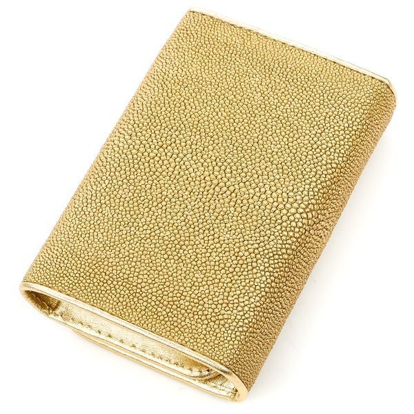 Вертикальний жіночий гаманець STINGRAY LEATHER 18639 з натуральної шкіри морського скату Золотистий 18639 фото