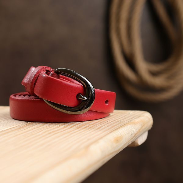 Thin stylish women's belt Vintage 20760 Red 20760 фото