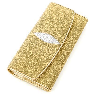 Гаманець жіночий STINGRAY LEATHER 18640 з натуральної шкіри морського скату Золотистий 18640 фото