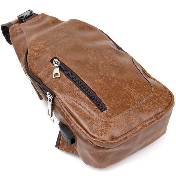 Shoulder bag with two compartments in leatherette Vintage 20561 Light brown 20561 фото