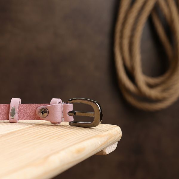 Thin genuine leather belt Vintage 20761 Pink 20761 фото