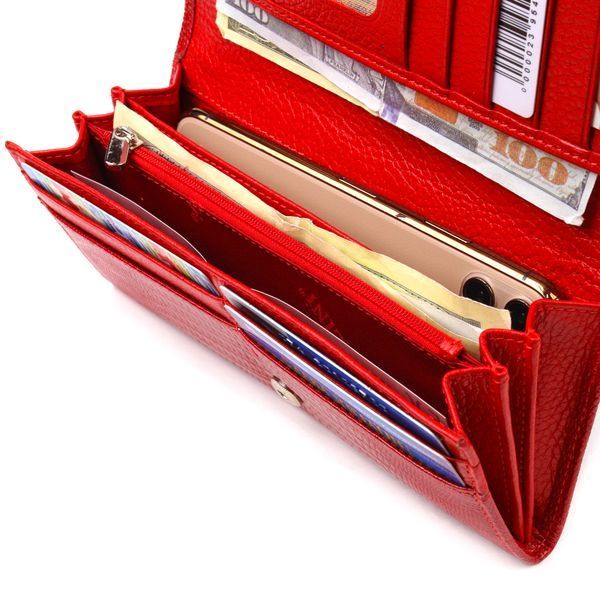 Patent leather wallet for women made of genuine textured leather CANPELLINI 21609 Red 21609 фото