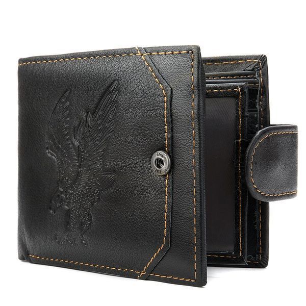 Men's leather wallet with eagle 20232 Vintage Black 20232 фото