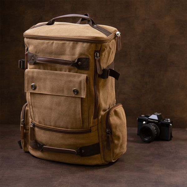 Unisex textile travel backpack with handles Vintage 20664 Sand 20664 фото