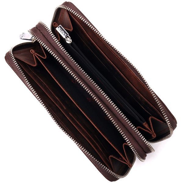 Excellent men's clutch made of vintage genuine leather KARYA 21313 Brown 21313 фото
