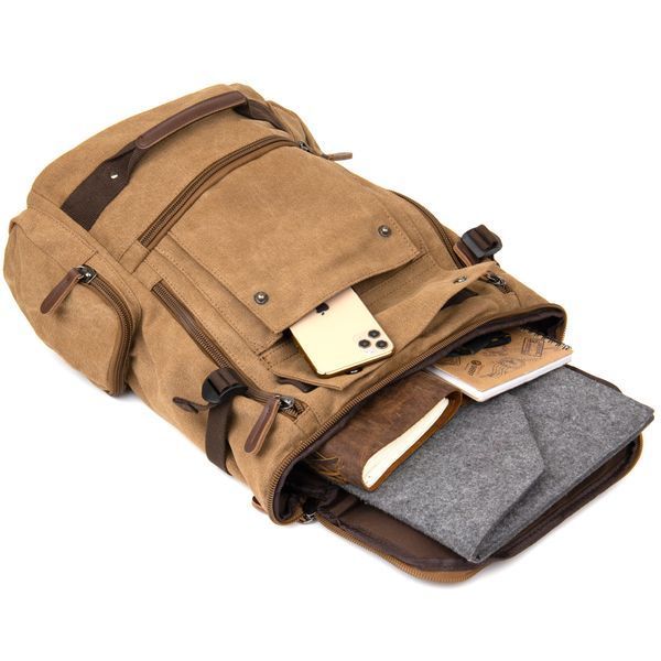 Unisex textile travel backpack with handles Vintage 20664 Sand 20664 фото