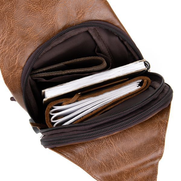 Shoulder bag with two compartments in leatherette Vintage 20561 Light brown 20561 фото