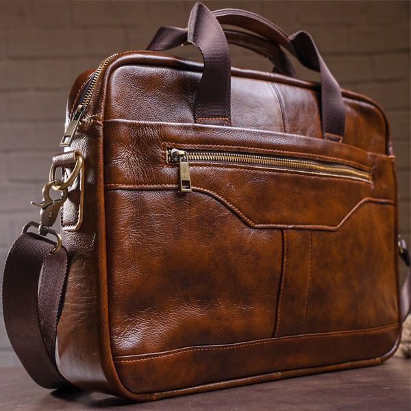 Ділова чоловіча сумка з зернистою шкіри Vintage 14837 Коричнева 14837 фото