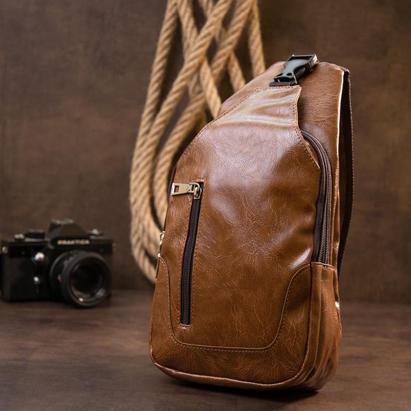 Shoulder bag with two compartments in leatherette Vintage 20561 Light brown 20561 фото