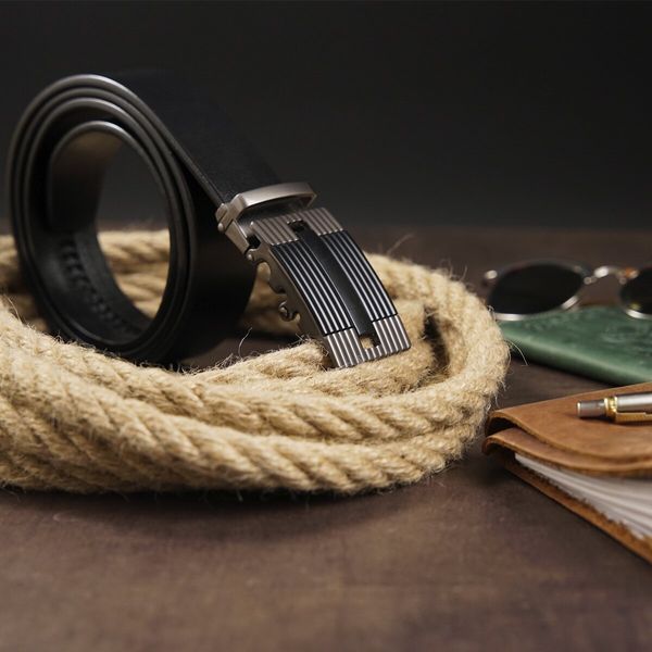 Men's belt with linear buckle Vintage 20290 Black 20290 фото