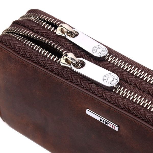 Excellent men's clutch made of vintage genuine leather KARYA 21313 Brown 21313 фото