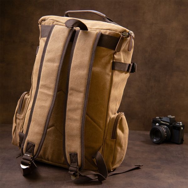 Unisex textile travel backpack with handles Vintage 20664 Sand 20664 фото