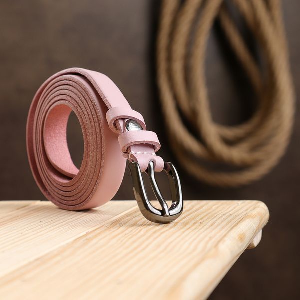 Thin genuine leather belt Vintage 20761 Pink 20761 фото