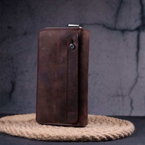 Excellent men's clutch made of vintage genuine leather KARYA 21313 Brown 21313 фото