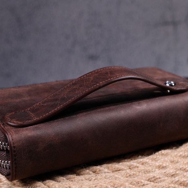 Excellent men's clutch made of vintage genuine leather KARYA 21313 Brown 21313 фото