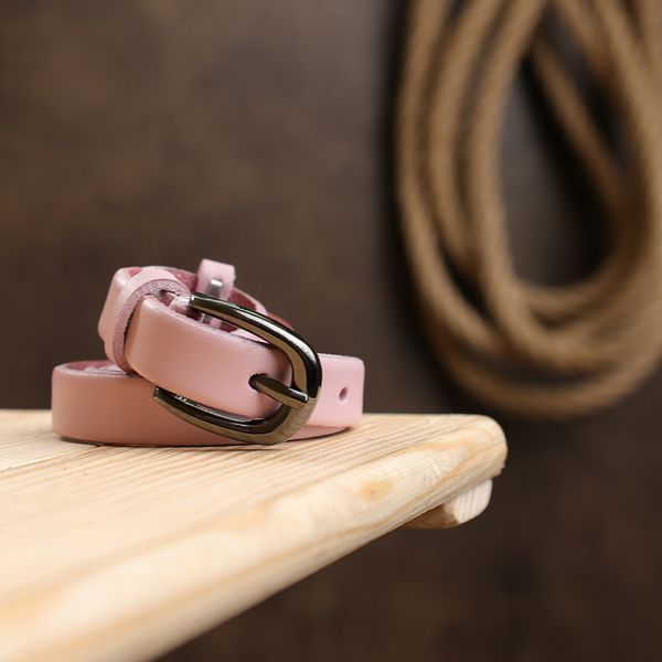 Thin genuine leather belt Vintage 20761 Pink 20761 фото