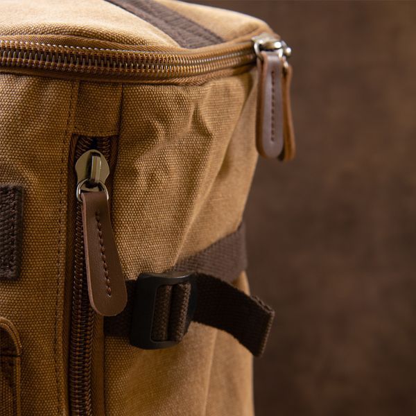 Unisex textile travel backpack with handles Vintage 20664 Sand 20664 фото