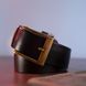 Genuine leather belt with retro brass buckle Vintage 20215 Black 20215 фото 4
