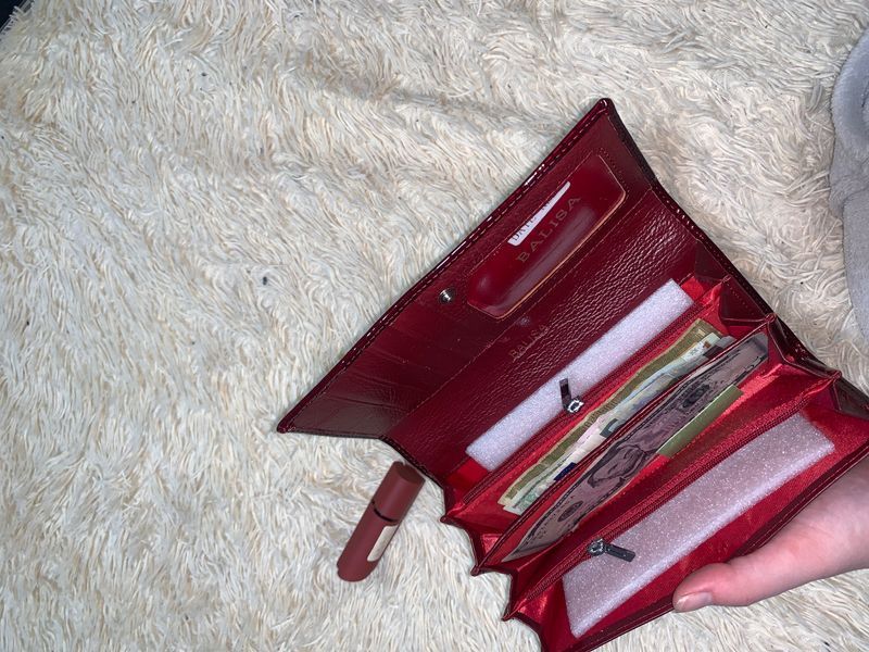 Women's patent leather wallet BALISA burgundy with magnet 515H5 фото