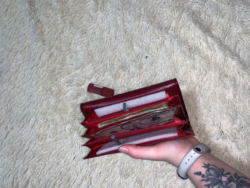 Women's patent leather wallet BALISA burgundy with magnet 515H5 фото