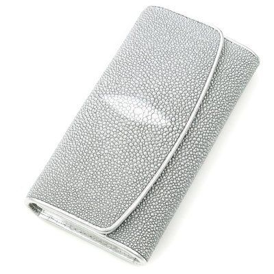 Вертикальний жіночий гаманець STINGRAY LEATHER 18641 з натуральної шкіри морського скату Сірий 18641 фото
