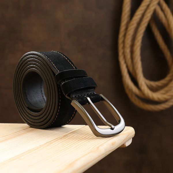 Suede fashion men's belt Vintage 20710 Black 20710 фото