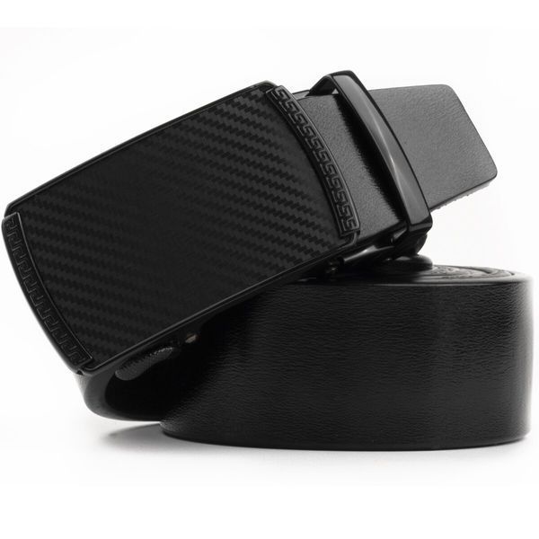 Men's leather belt with automatic mosaic buckle Vintage 20283 Black 20283 фото