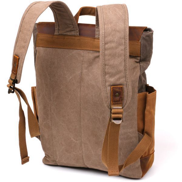 Рюкзак з бічними кишенями canvas Vintage 20112 Світло-сірий 20112 фото