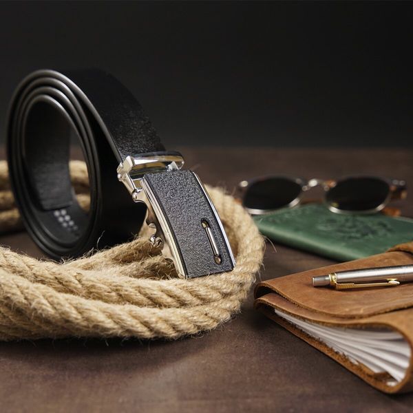 Men's belt with matte buckle Vintage 20326 Black 20326 фото