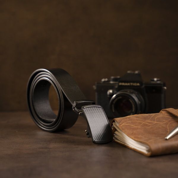 Men's leather belt with automatic mosaic buckle Vintage 20283 Black 20283 фото