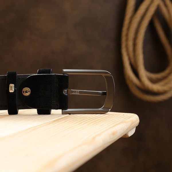 Suede fashion men's belt Vintage 20710 Black 20710 фото