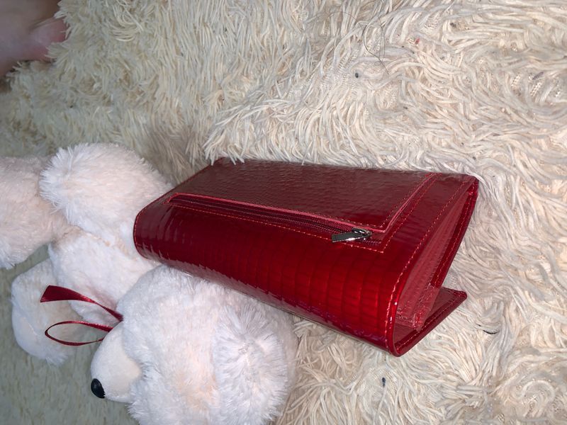 Red lacquer women's wallet made of BALISA leather 515-1 фото