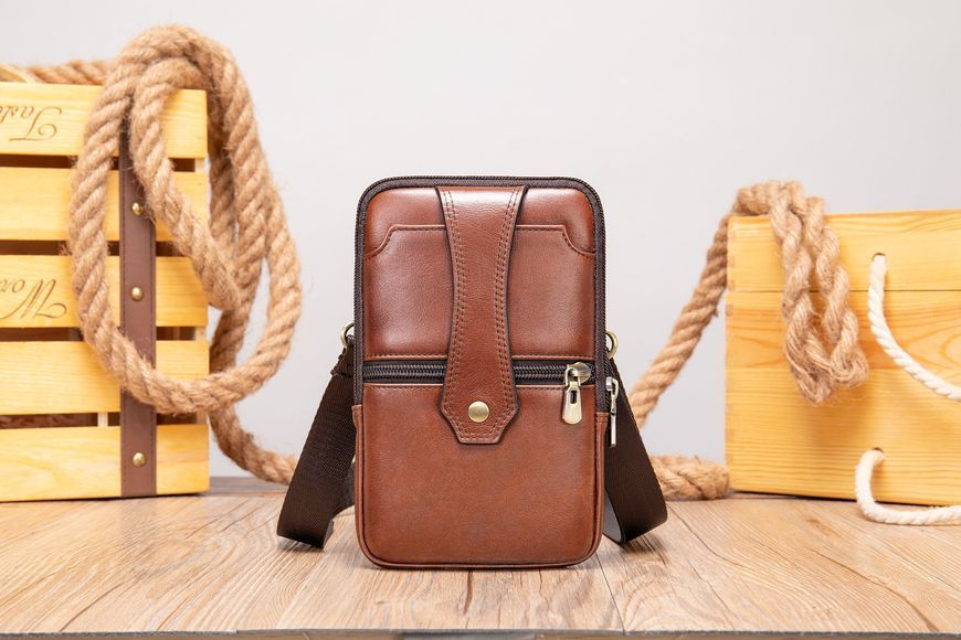 Men's vertical belt purse 20368 Vintage Brown 20368 фото