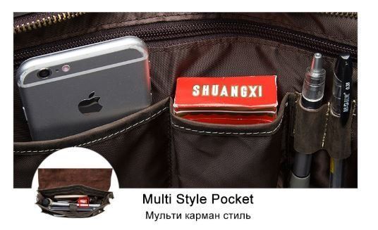 Портфель мужской из кожи на плечо Vintage 14878 Черный 14878 фото
