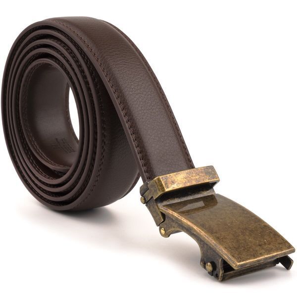 Genuine leather belt with automatic buckle brass Vintage 20309 Brown 20309 фото