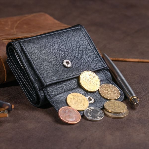 Маленькое портмоне из кожи унисекс ST Leather 19356 Черное 19356 фото