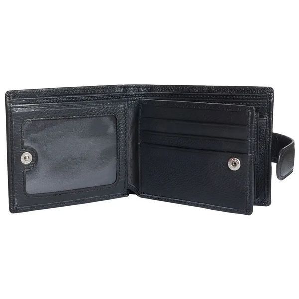 Черный кожаный мужской кошелёк с отделением для кредиток F-34 Leather F34 фото
