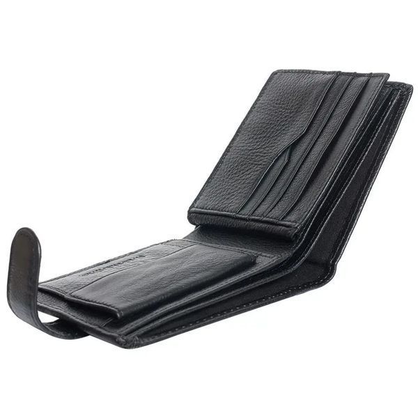 Черный кожаный мужской кошелёк с отделением для кредиток F-34 Leather F34 фото