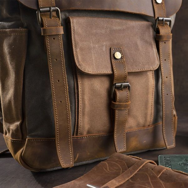 Combination travel backpack Vintage 20113 Gray 20113 фото