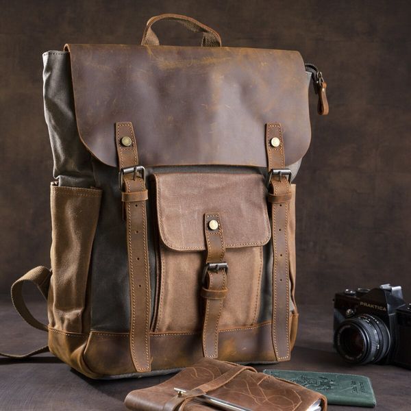 Combination travel backpack Vintage 20113 Gray 20113 фото