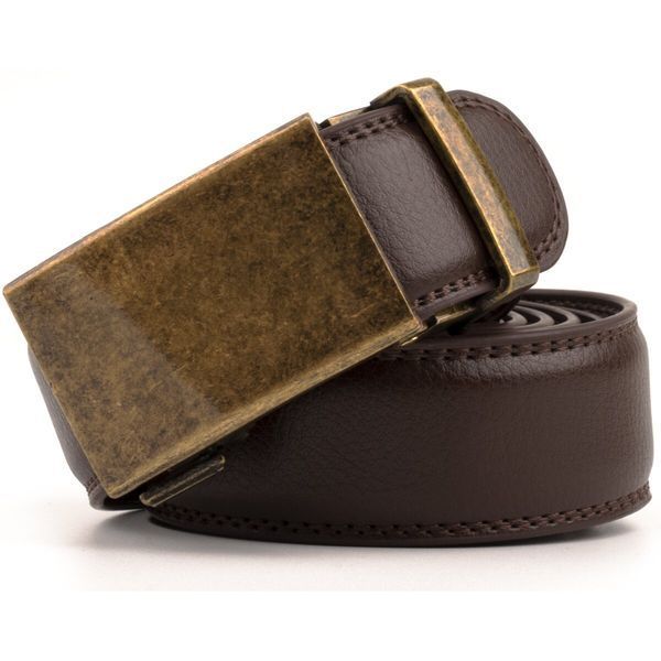 Genuine leather belt with automatic buckle brass Vintage 20309 Brown 20309 фото