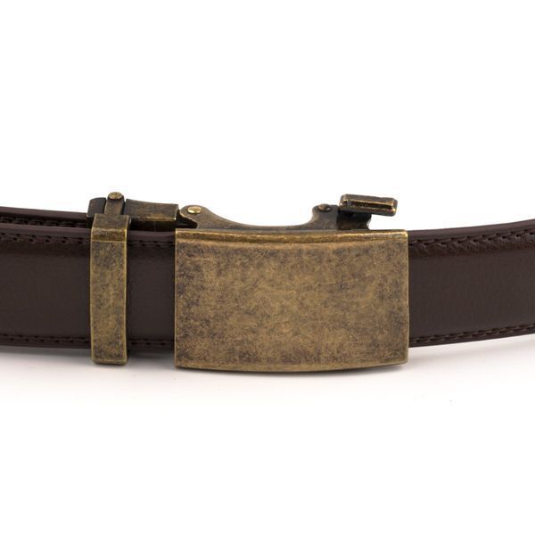 Genuine leather belt with automatic buckle brass Vintage 20309 Brown 20309 фото
