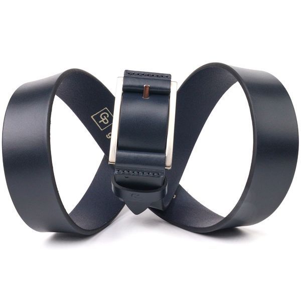 Elegant men's belt for trousers made of genuine leather Grande Pelle 21452 Blue 21452 фото