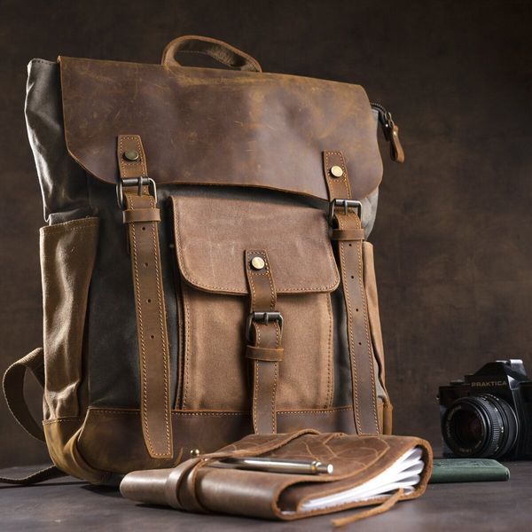 Combination travel backpack Vintage 20113 Gray 20113 фото