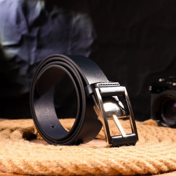 Elegant men's belt for trousers made of genuine leather Grande Pelle 21452 Blue 21452 фото