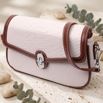 Красивая женская сумка на лето с фактурным клапаном из натуральной кожи Vintage 22623 Белая 53465 фото